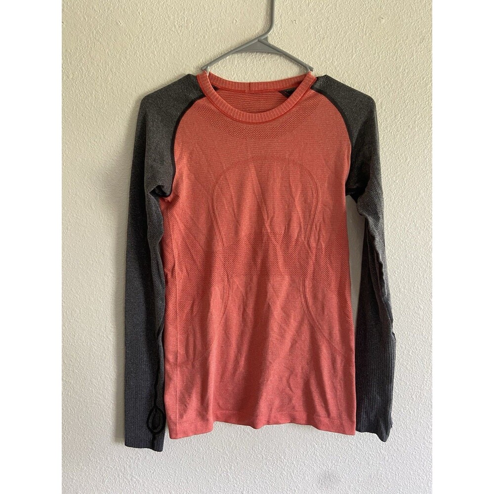 Lululemon Shirt Women's 6 Gray Coral Run Swiftly Tech Long Sleeve Thumbholes
